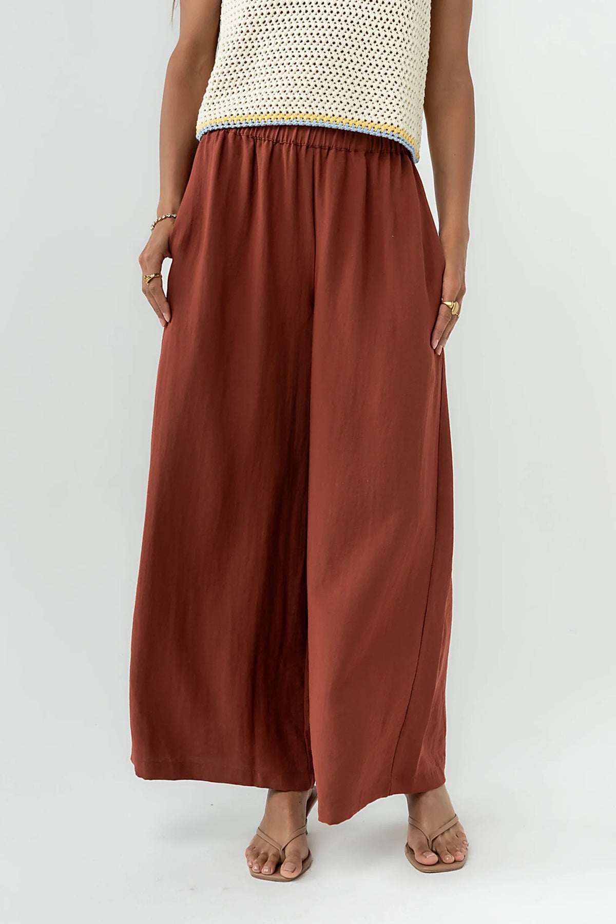 Lee Wide Leg Pants in Brick