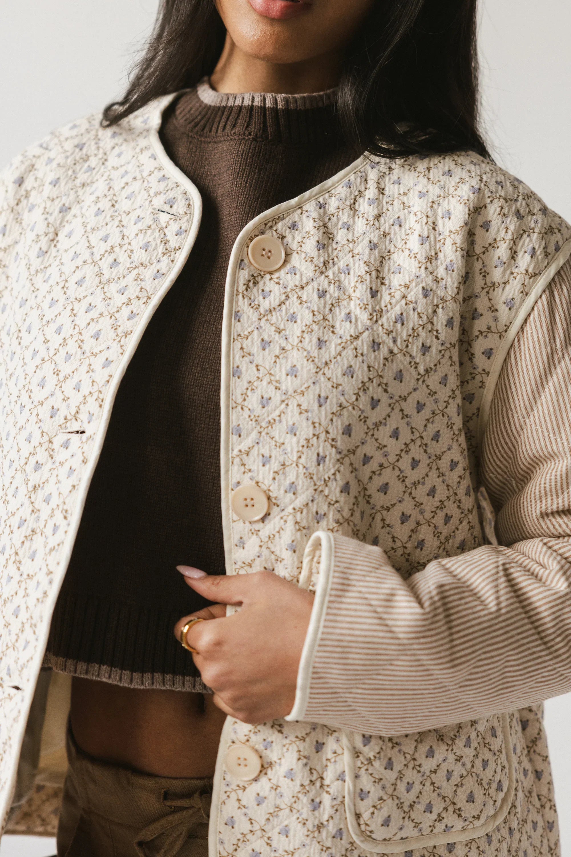 Lucas Quilted Jacket in Latte