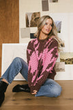 Felicity Abstract Sweater in Pink FINAL SALE