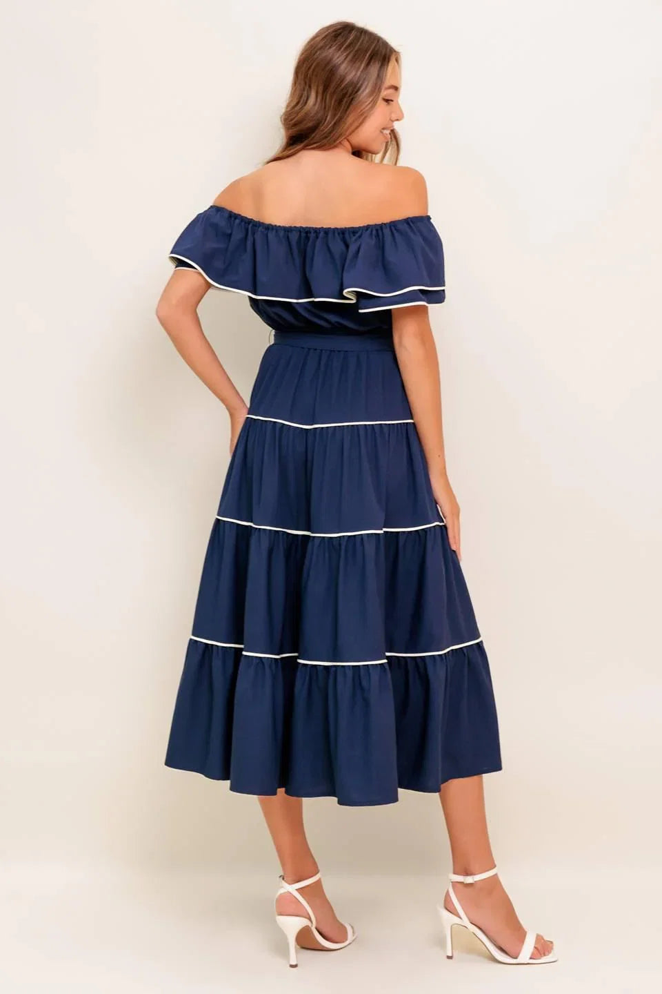 BUTTERCREAM DREAM NAVY MIDI DRESS