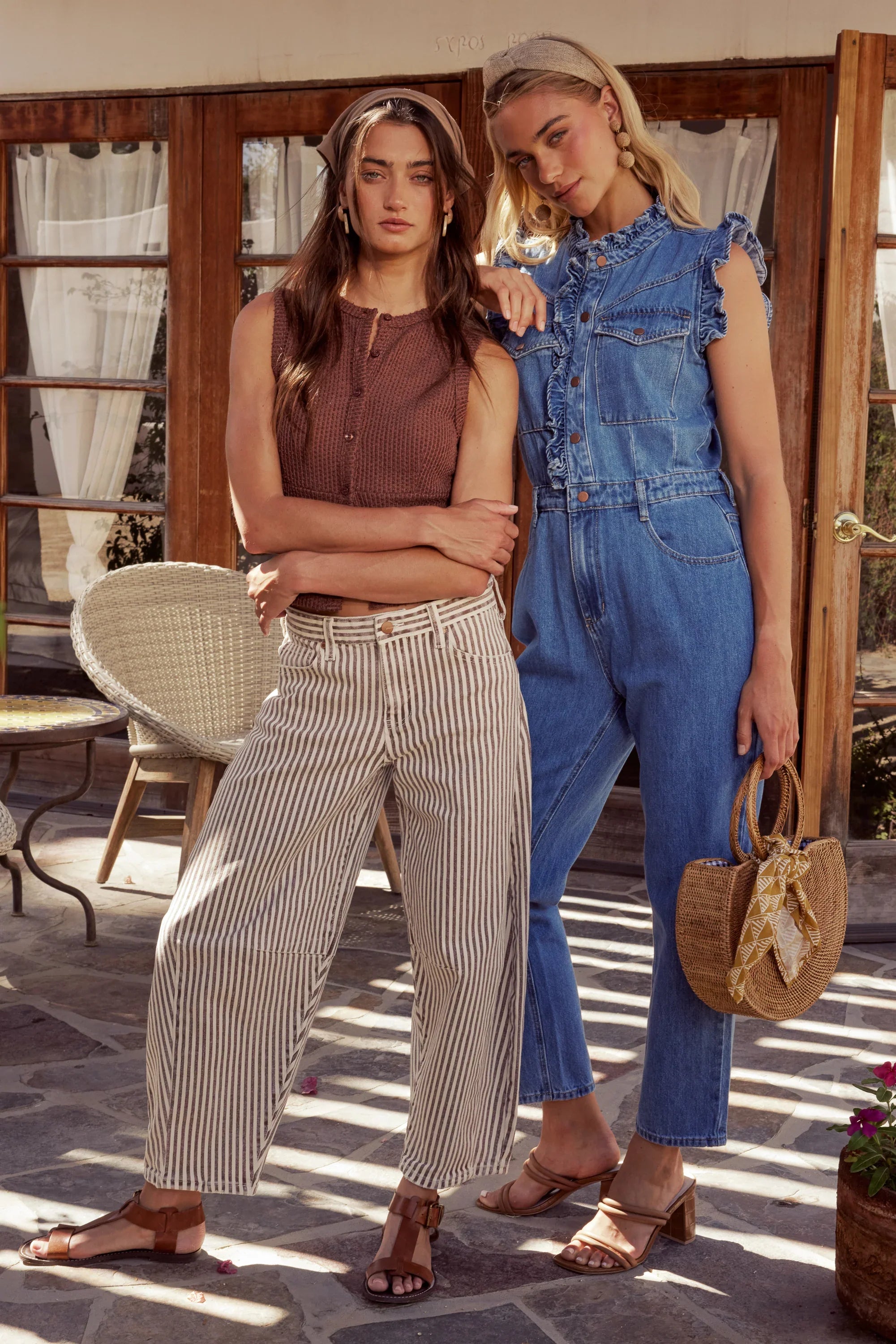 Allison Striped Barrel Jeans in Brown FINAL SALE