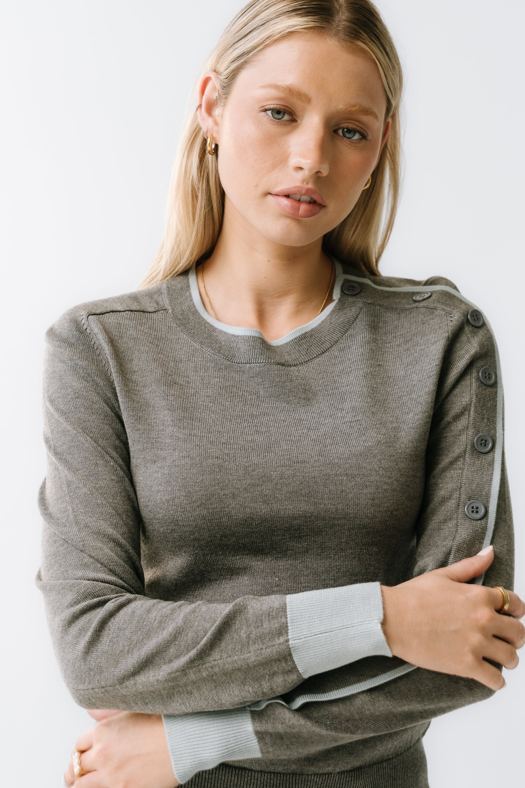 Rustin Contrast Sweater in Grey FINAL SALE