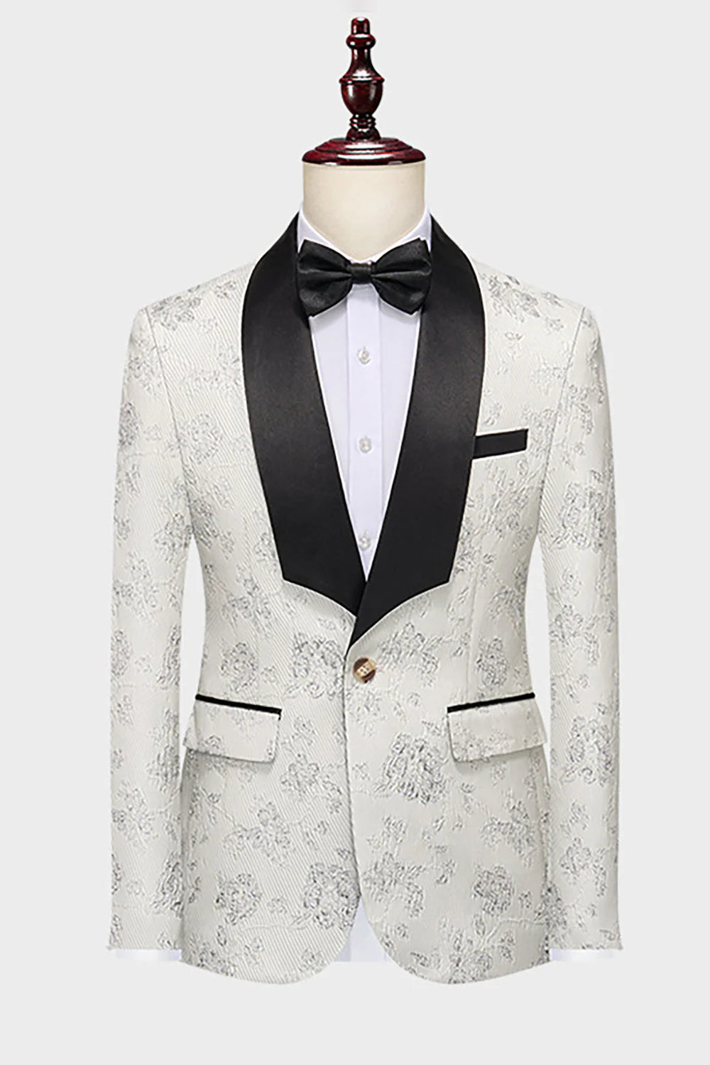 Mens Pink Silm Fit Shawl Lapel Jacquard 2 Pieces Wedding Suits