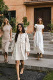 Tyler Peplum Mini Dress in Ivory Corduroy FINAL SALE