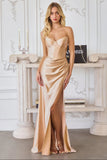 Rory Gown Strapless Bustier Fitted Satin Gown