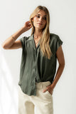 Poppy Collared Blouse in Green FINAL SALE