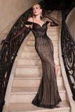 Cassius Gown Off The Shoulder Fitted Sequin Dress