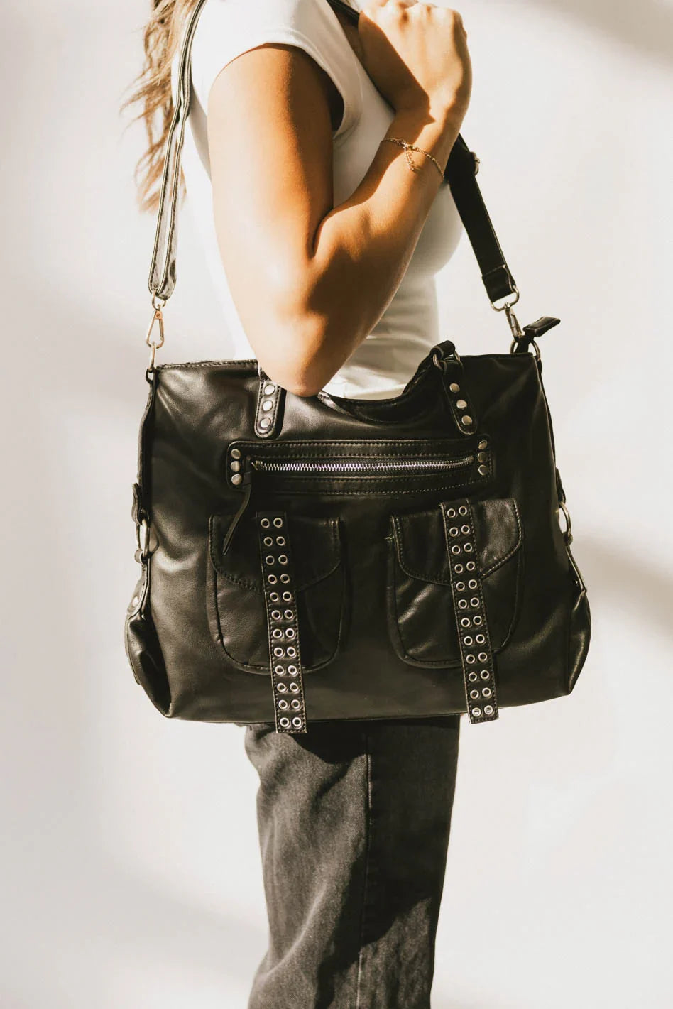 Lennox Studded Faux Leather Tote FINAL SALE