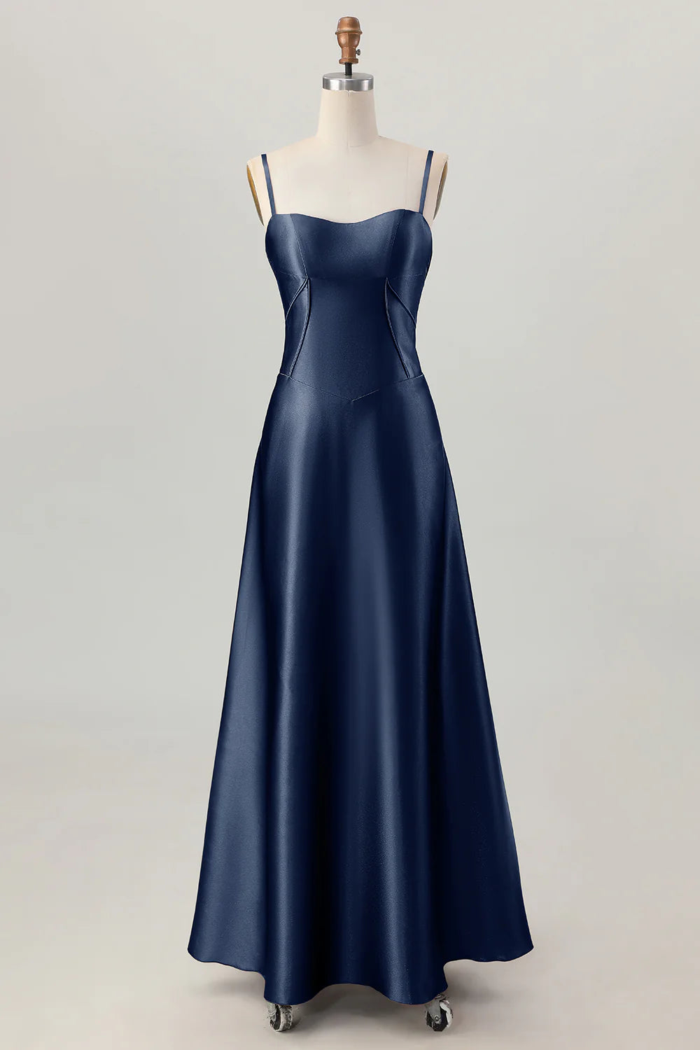 Coffee A Line Spaghetti Straps Long Bridesmaid Dress with Lace Up Back