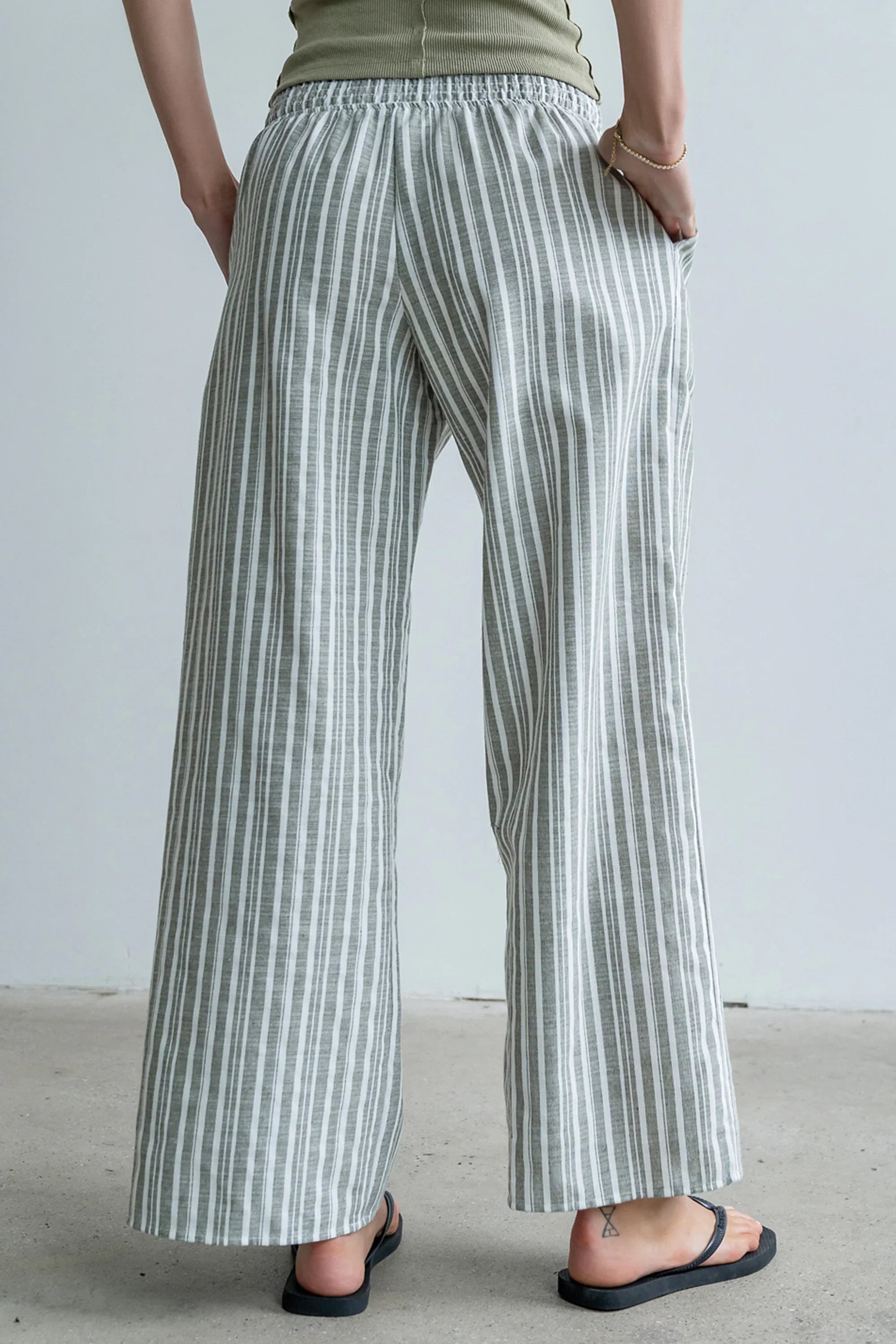Indiana Striped Pants in Olive