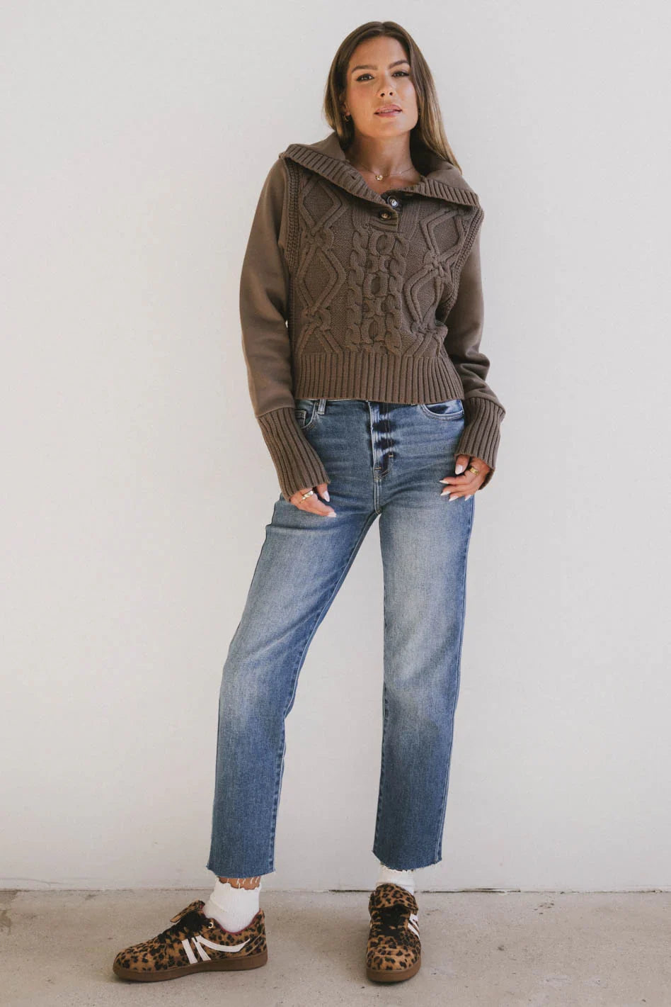 Irene Cable Knit Sweater in Olive FINAL SALE