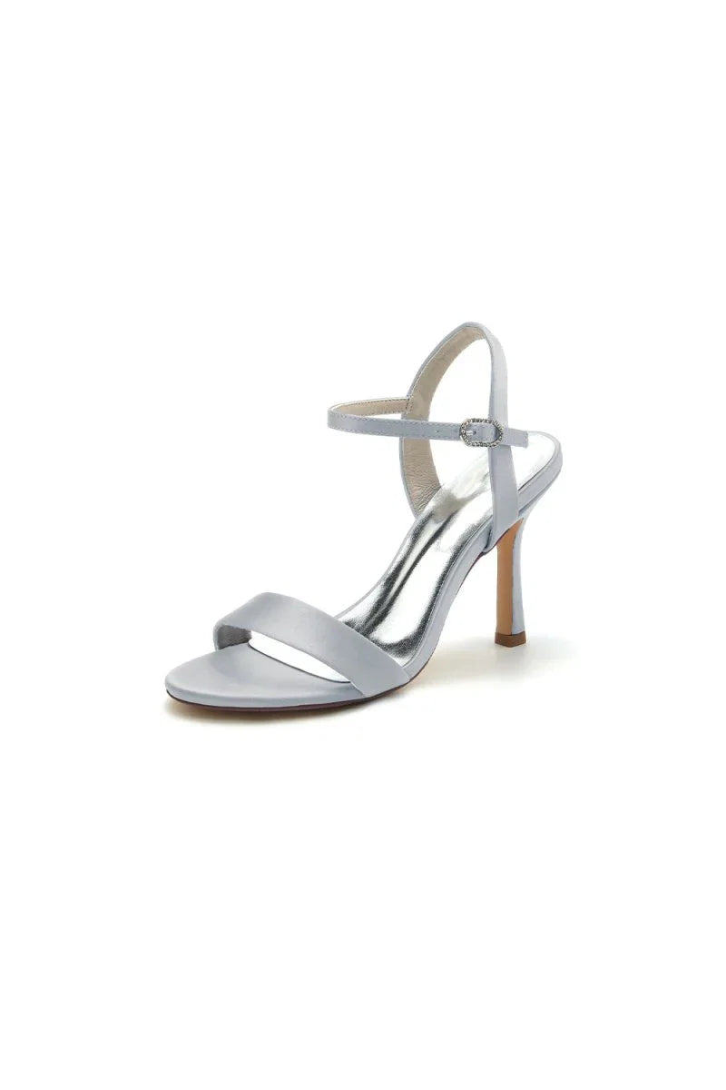 Open Toe Ankle Strap Satin Party Shoes