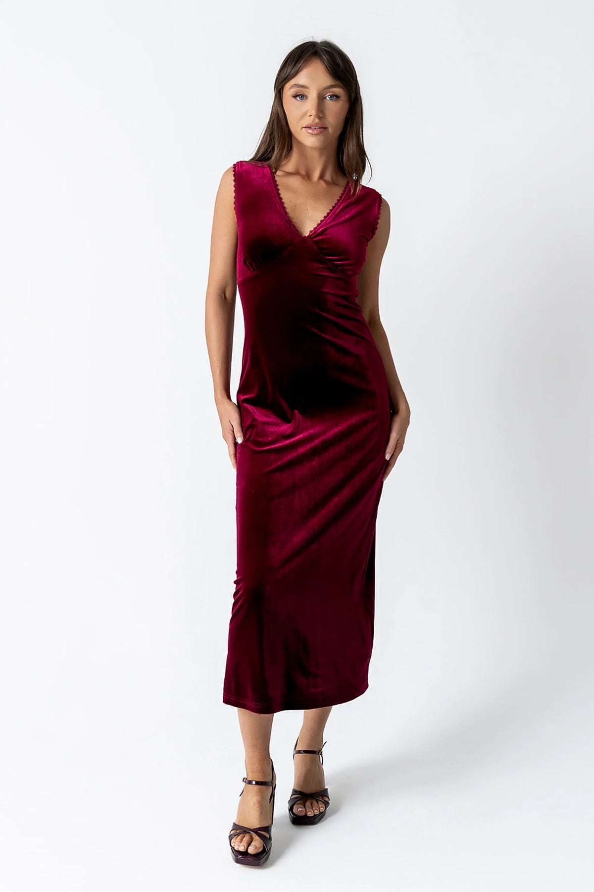 Kalani Velvet Maxi Dress in Burgundy FINAL SALE