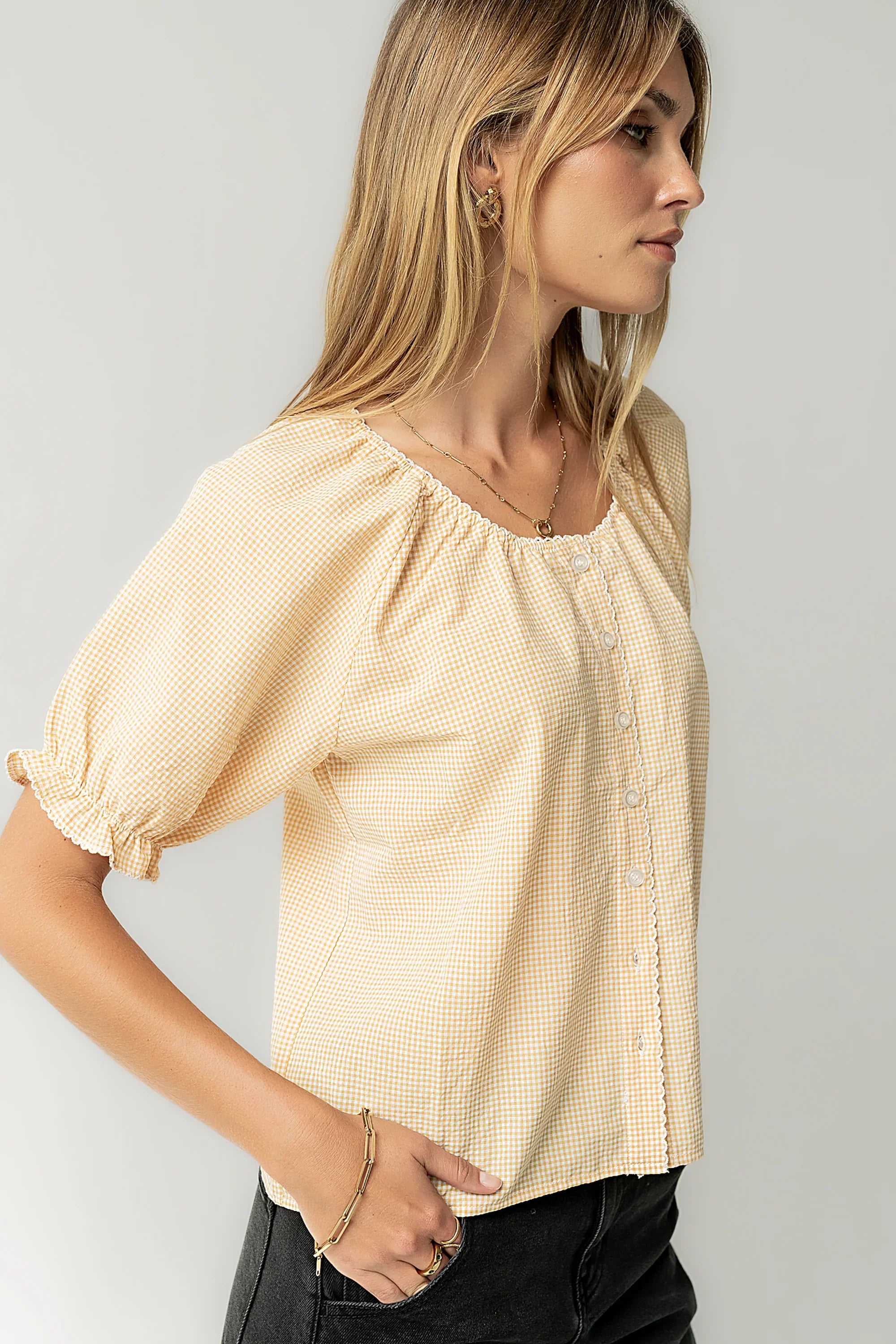 Benny Gingham Blouse in Yellow