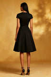 A Line Round Neck Satin Little Black Dress