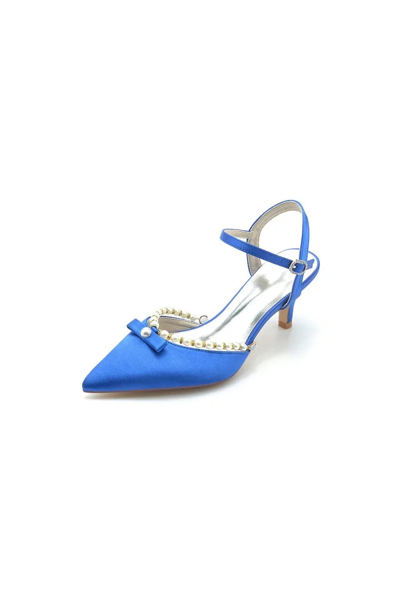 Pearl Satin Pointed Toe High Heels