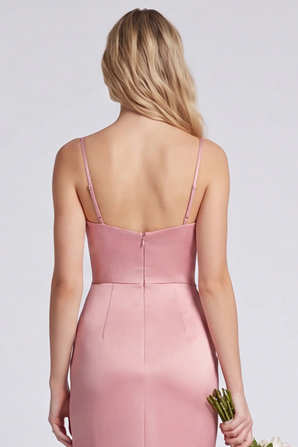 Dusty Rose Ruched Spaghetti Straps Mermaid Bridesmaid Dress