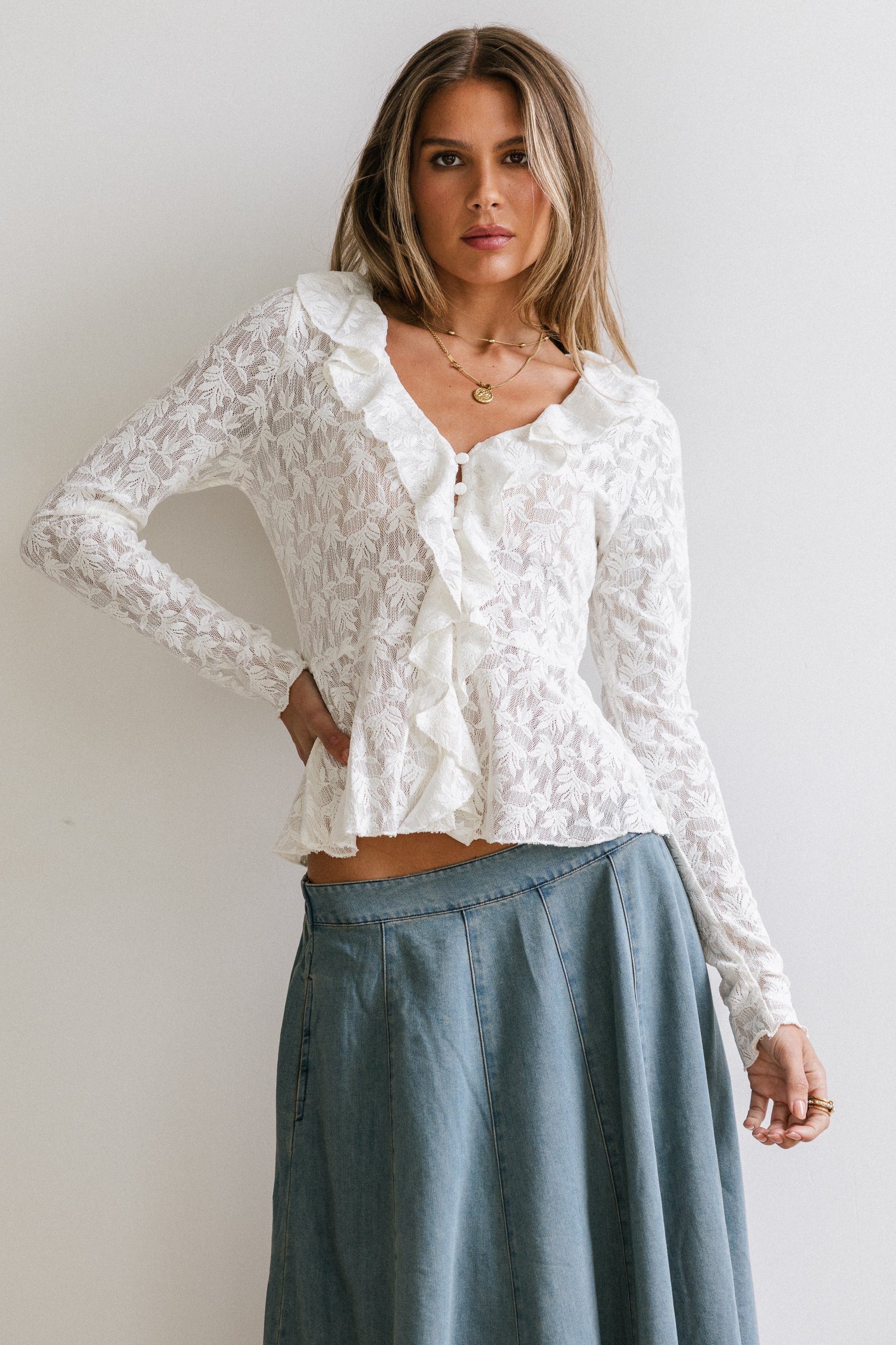 Kinsey Ruffle Lace Top FINAL SALE