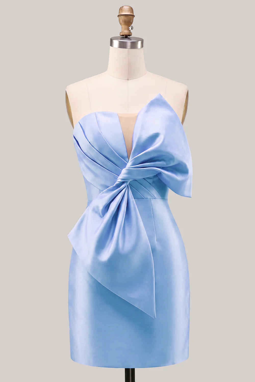 Lilac Strapless Bodycon Short Homecoming Dress with Bow