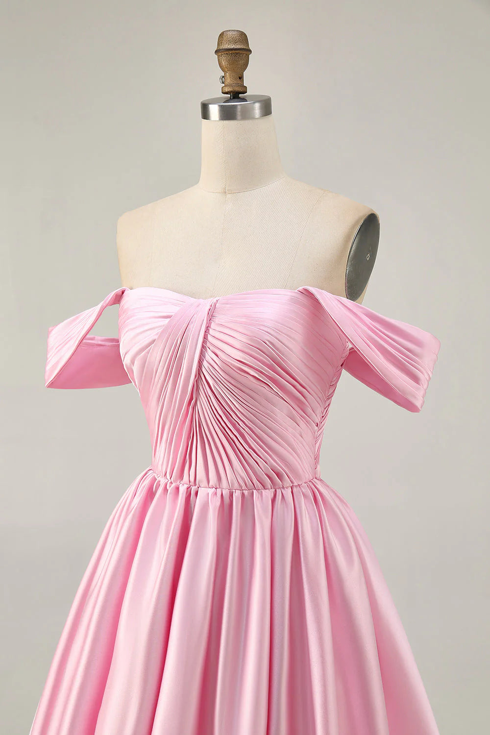 White Satin A Line Off The Shoulder Ruched Short Homecoming Dress