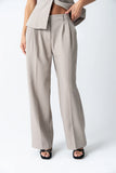 Carrie Pleated Trousers in Long Taupe