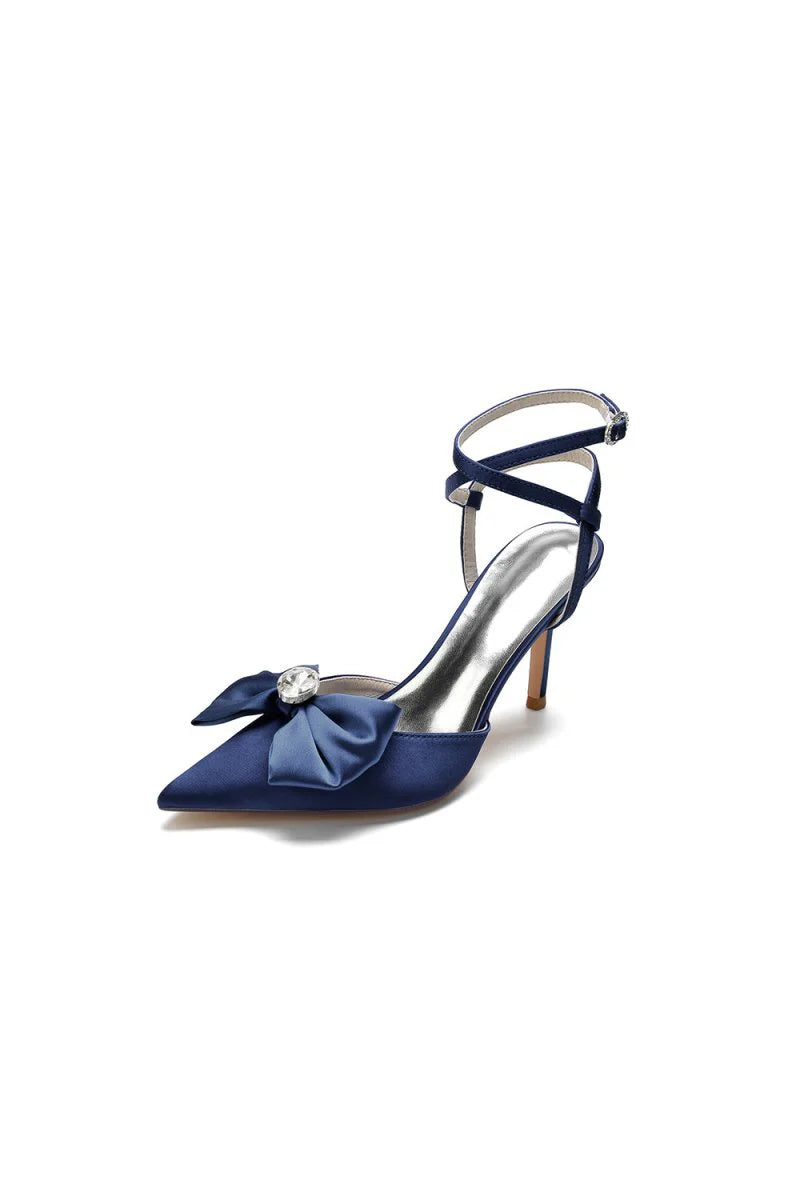 Buckle Strap Bow Pointed Toe High Heels