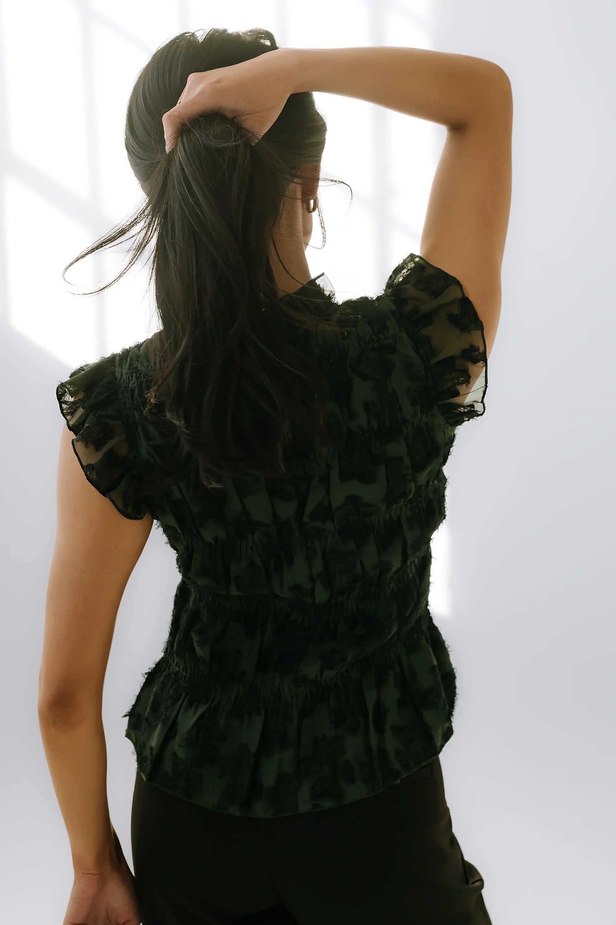 Rodney Smocked Blouse in Green FINAL SALE