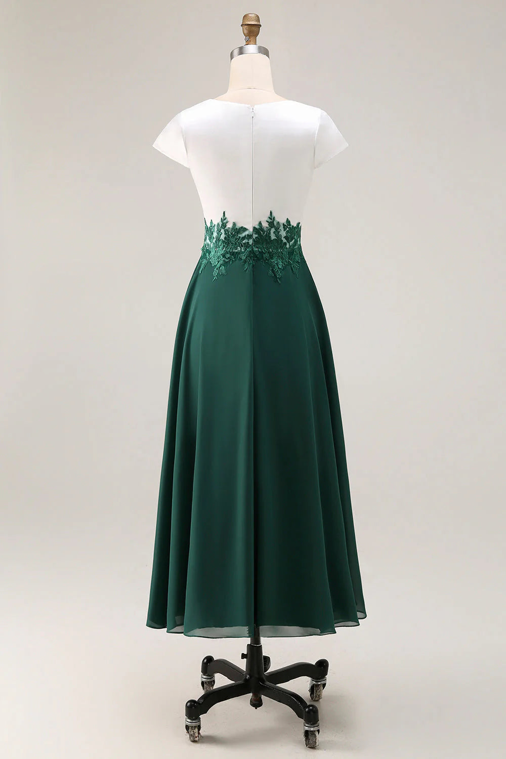 White Green A Line V Neck Chiffon Mother Of The Bride Dress with Appliques