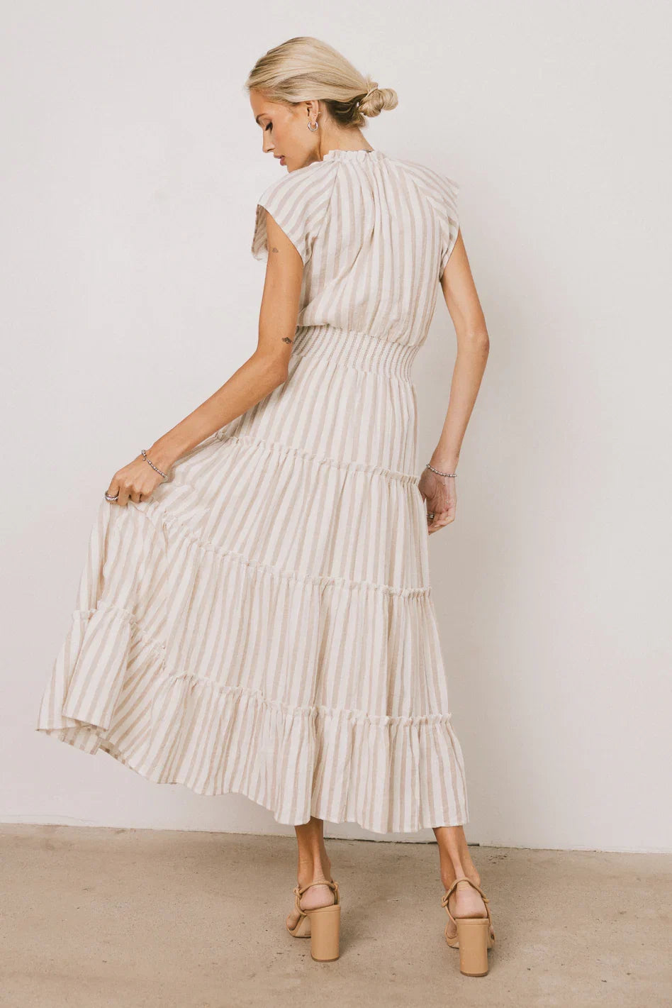 Claire Striped Maxi Dress in Taupe FINAL SALE