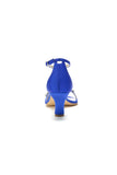 Glamorous Blue Shiny Pump with Silver Chain and Crystal Embellishments