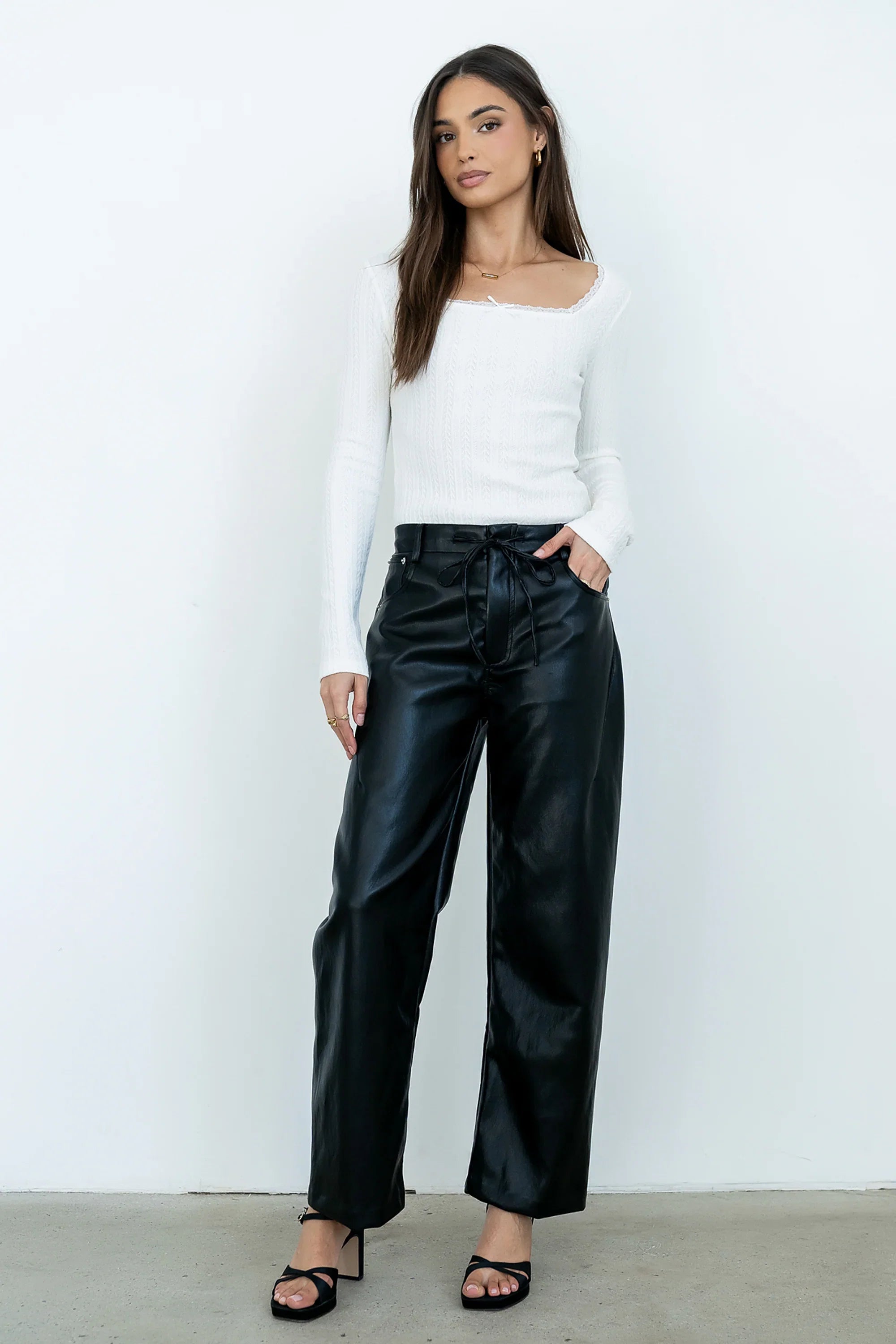 Priya Vegan Leather Wide Leg Pants FINAL SALE