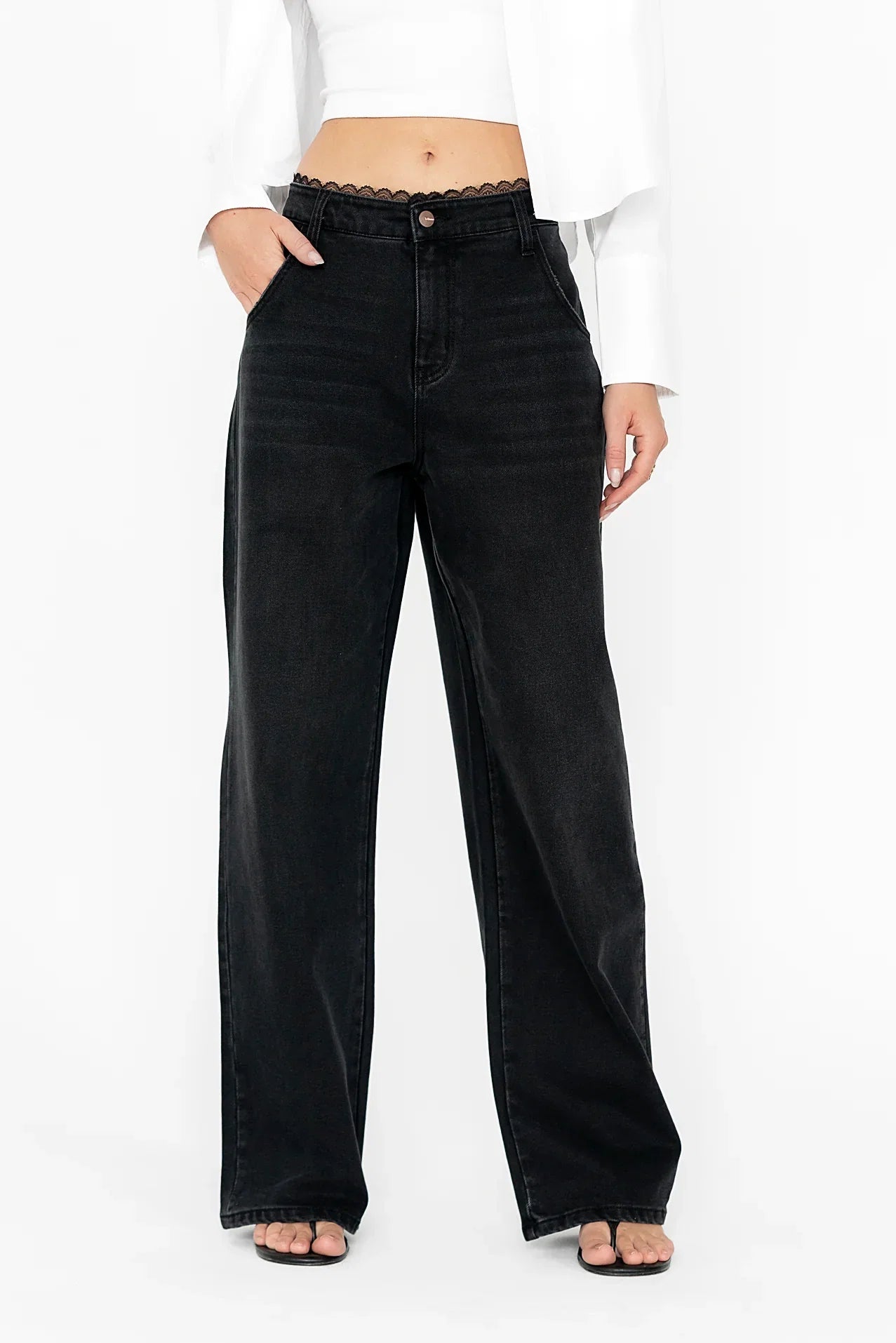 Della Lace Trim Baggy Jeans