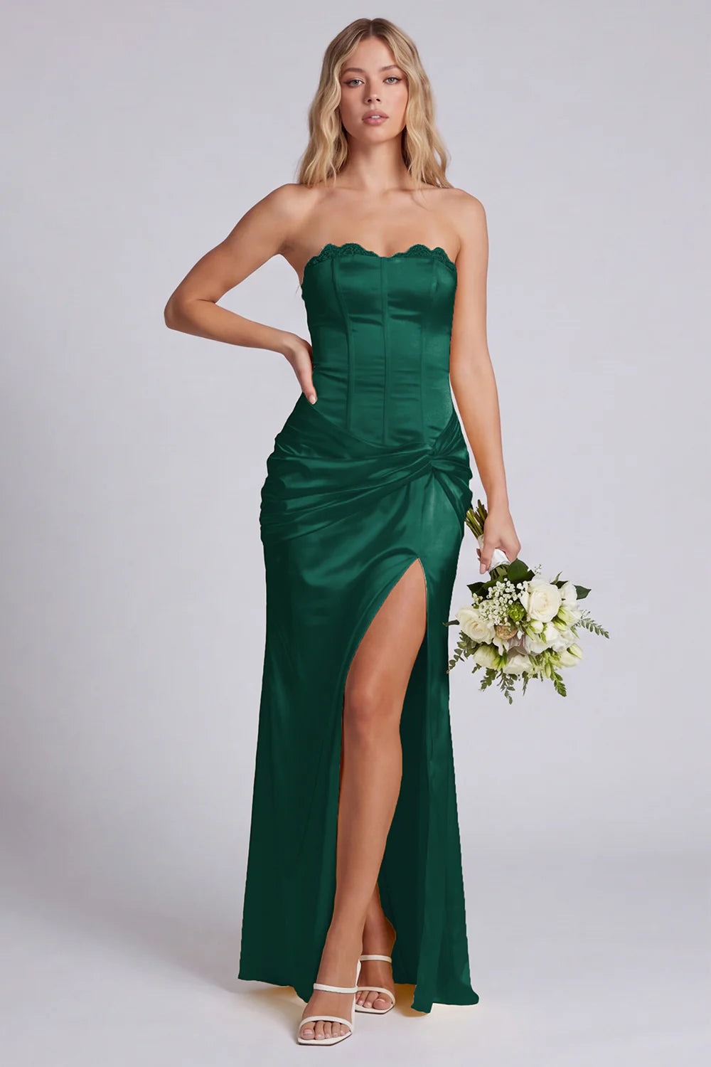 Strapless Daffodil Corset Mermaid Bridesmaid Dress with Slit