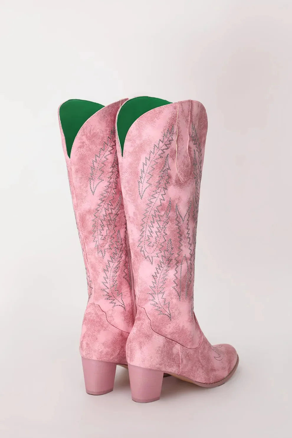 Dusty Rose Embroidered Mid Calf Cowgirl Boho Boots
