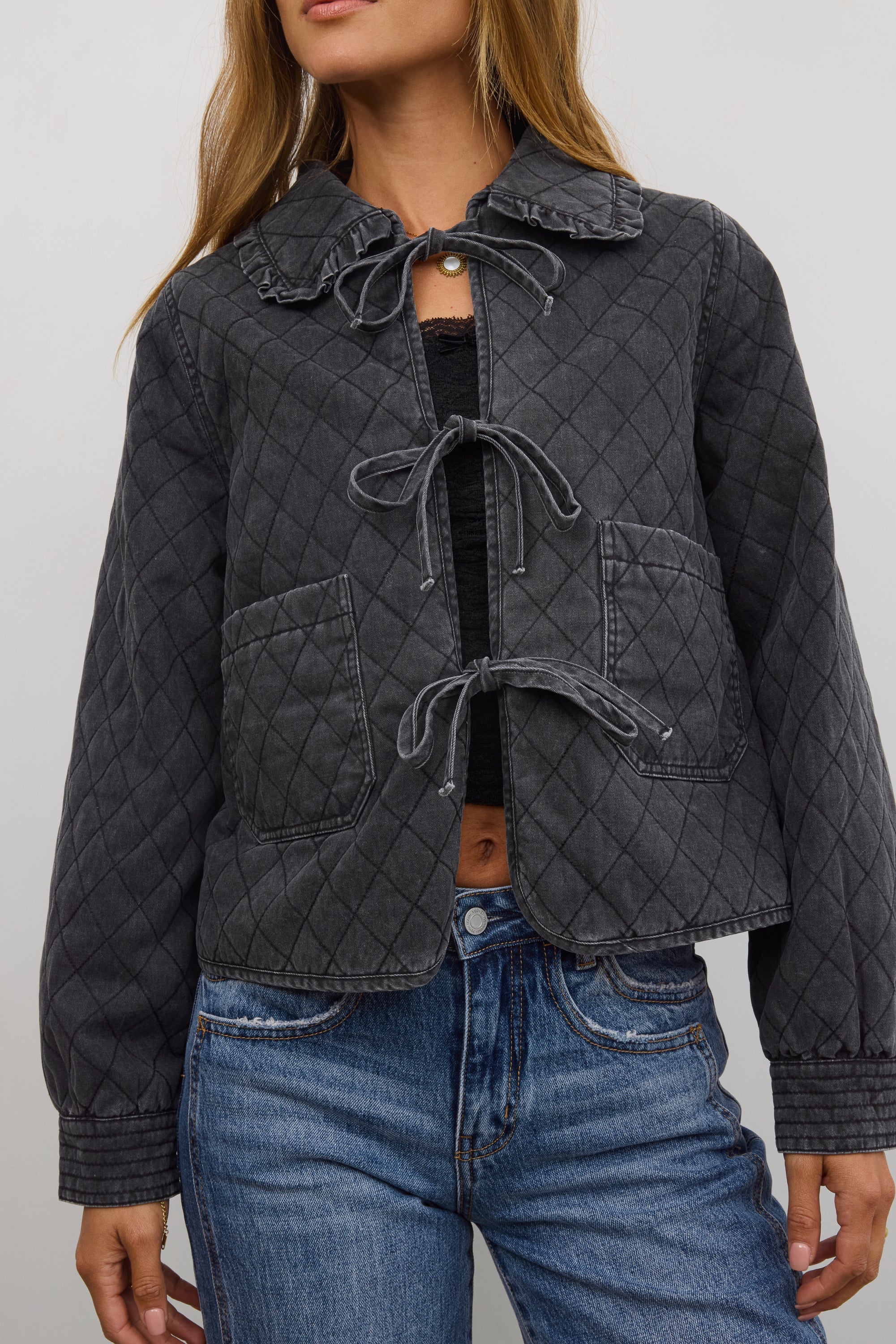 Tammy Collared Jacket in Faded Black FINAL SALE