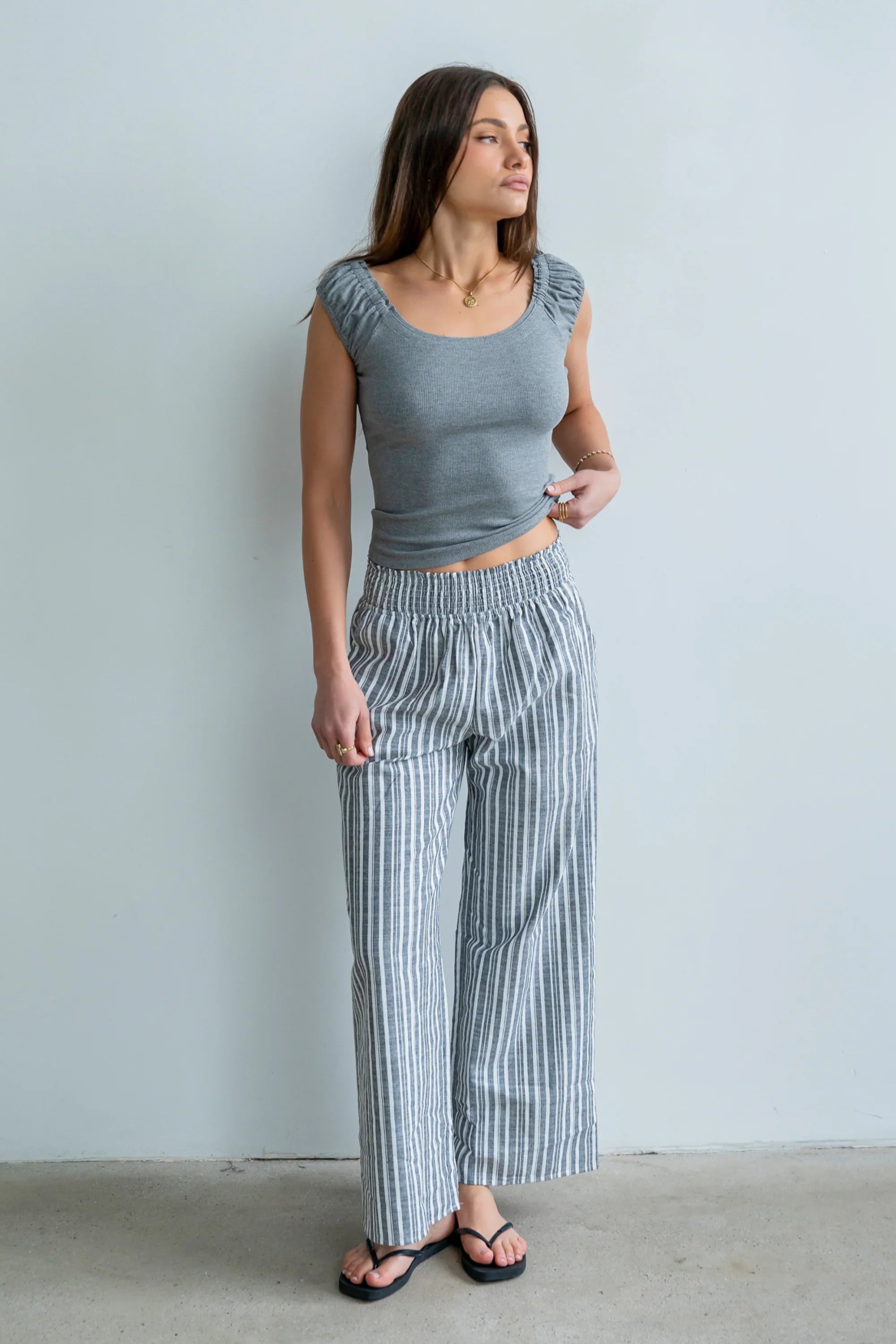 Indiana Striped Pants in Black