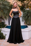 ISABELLA GOWN STRAPLESS CHIFFON DRESS WITH SCARF