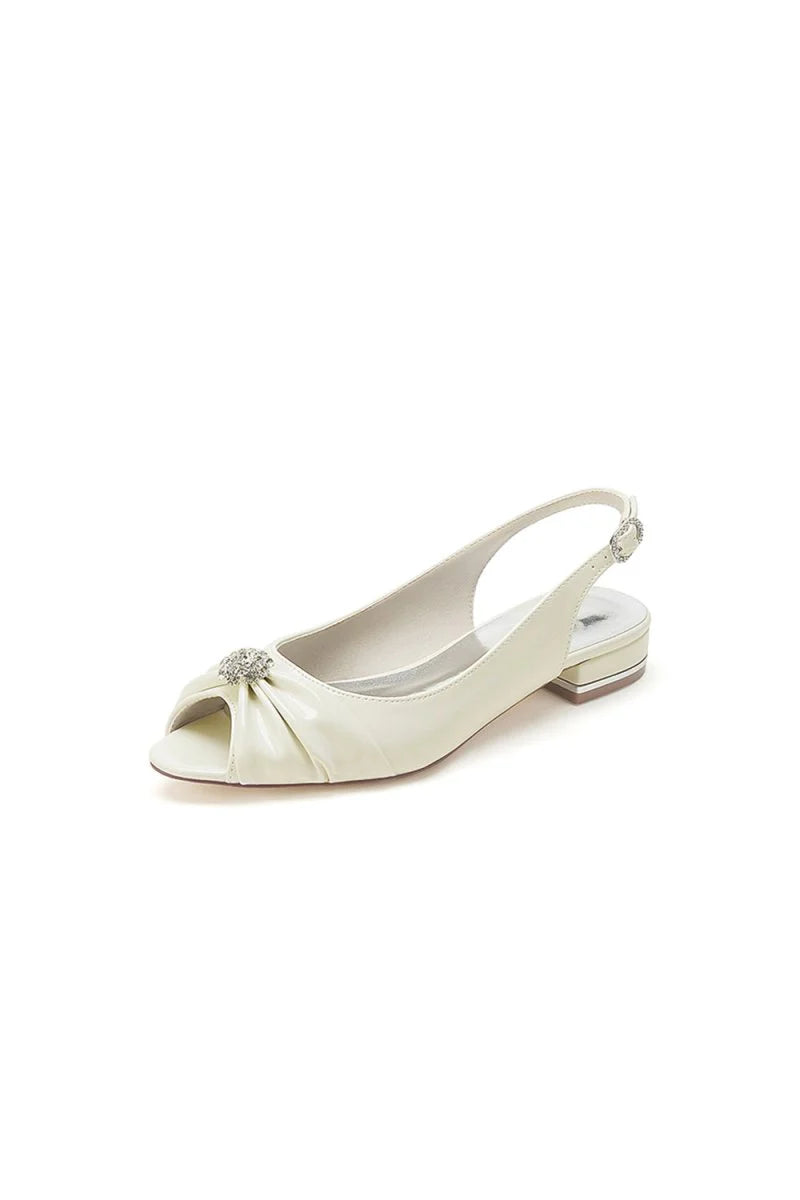 Glossy Fishmouth Sandals with Silver Metal Accents