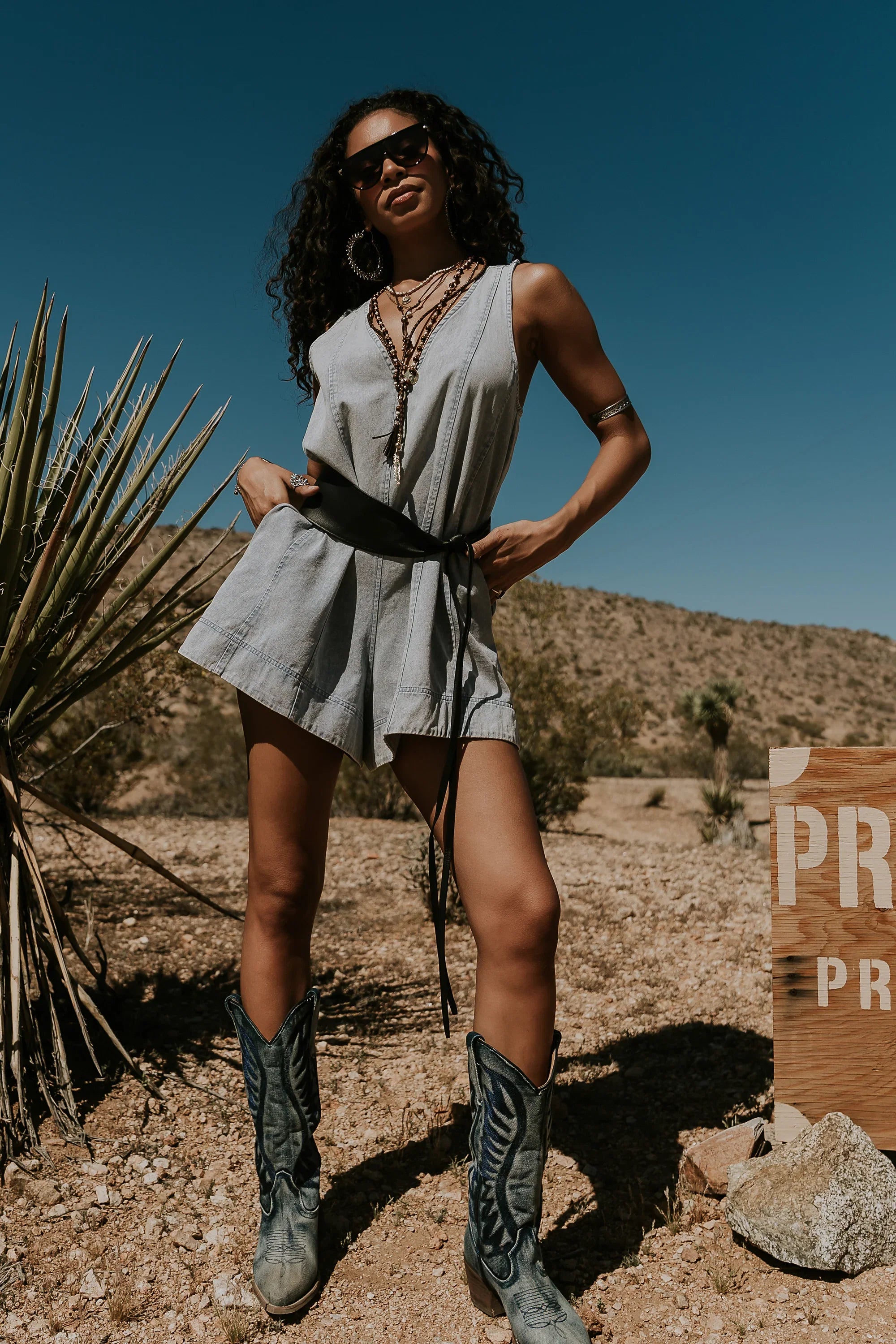 Trina Denim Romper