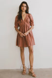 Lorna Mini Dress in Rust FINAL SALE