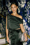 Haven Satin Polka Dot Top in Black