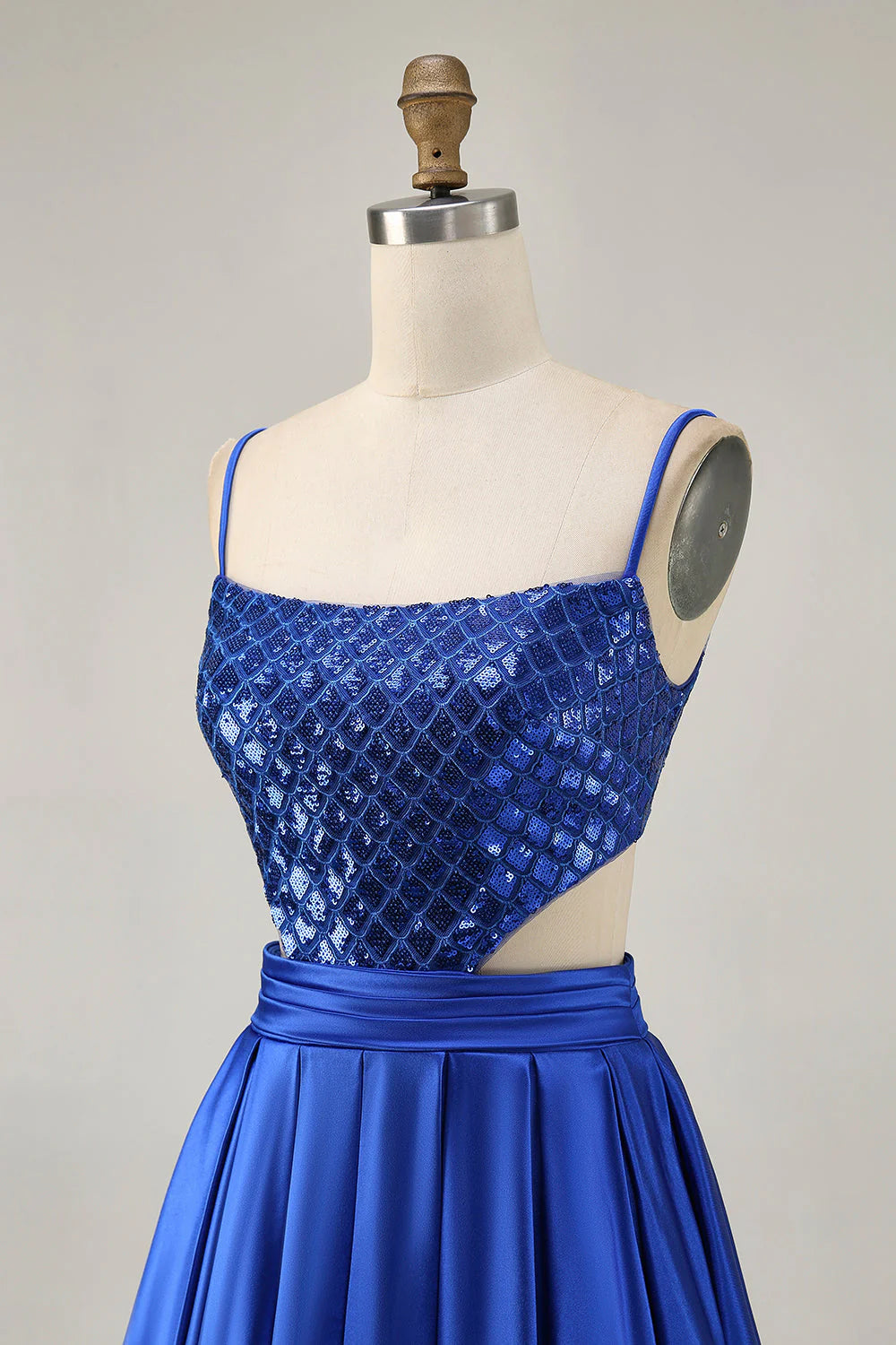 Sparkly Royal Blue A Line Cut Out Sequins Short Homecoming Dress