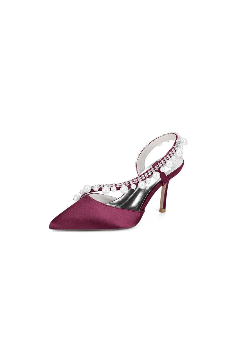 Royal Blue High Heels with Pearl and Crystal Embellishments Description