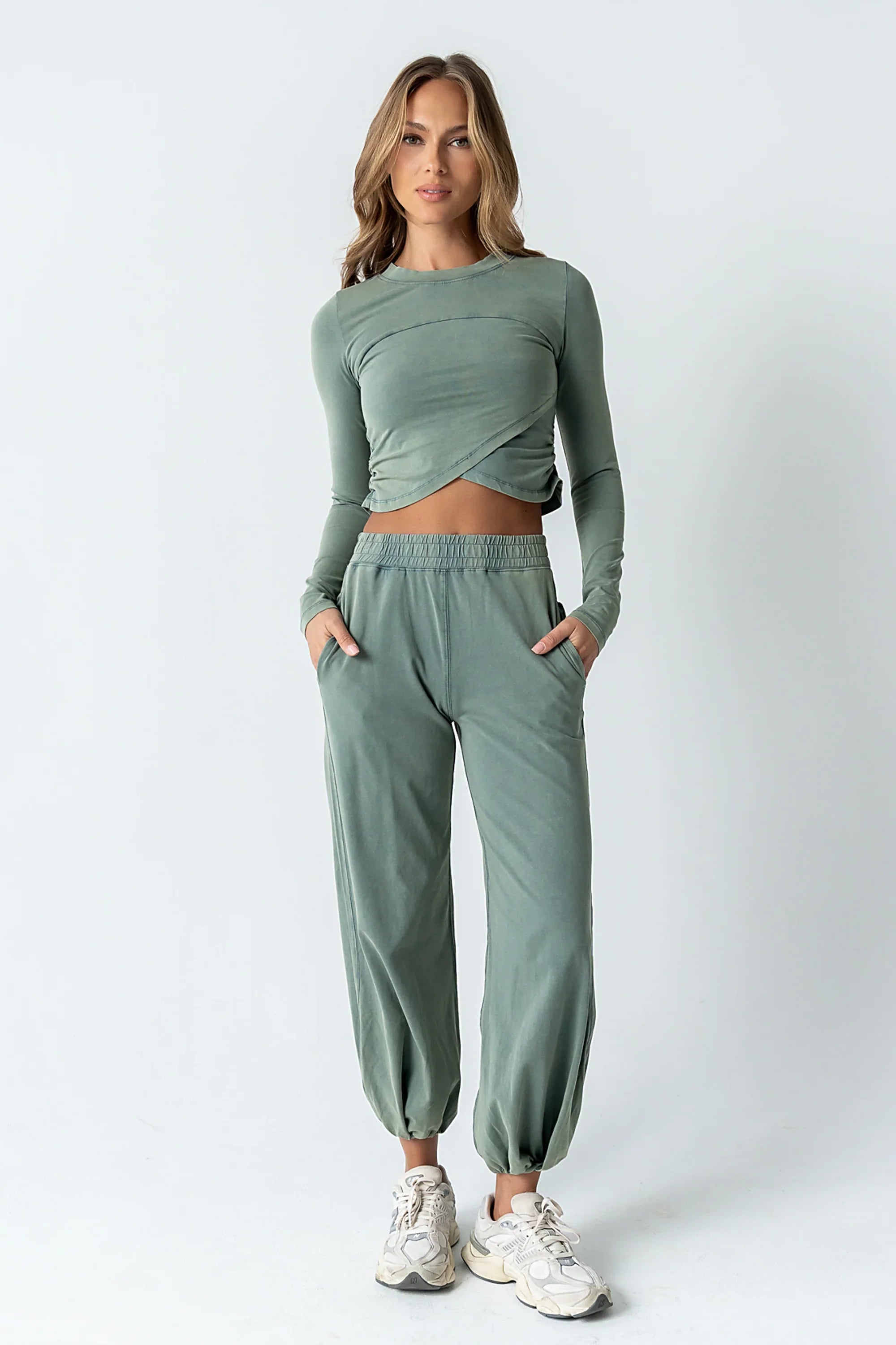 Kassie Crossover Crop Top in Teal