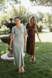 Amanda Lace Trim Maxi Dress in Light Sage FINAL SALE