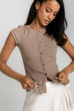 Misha Ruffle Top in Taupe