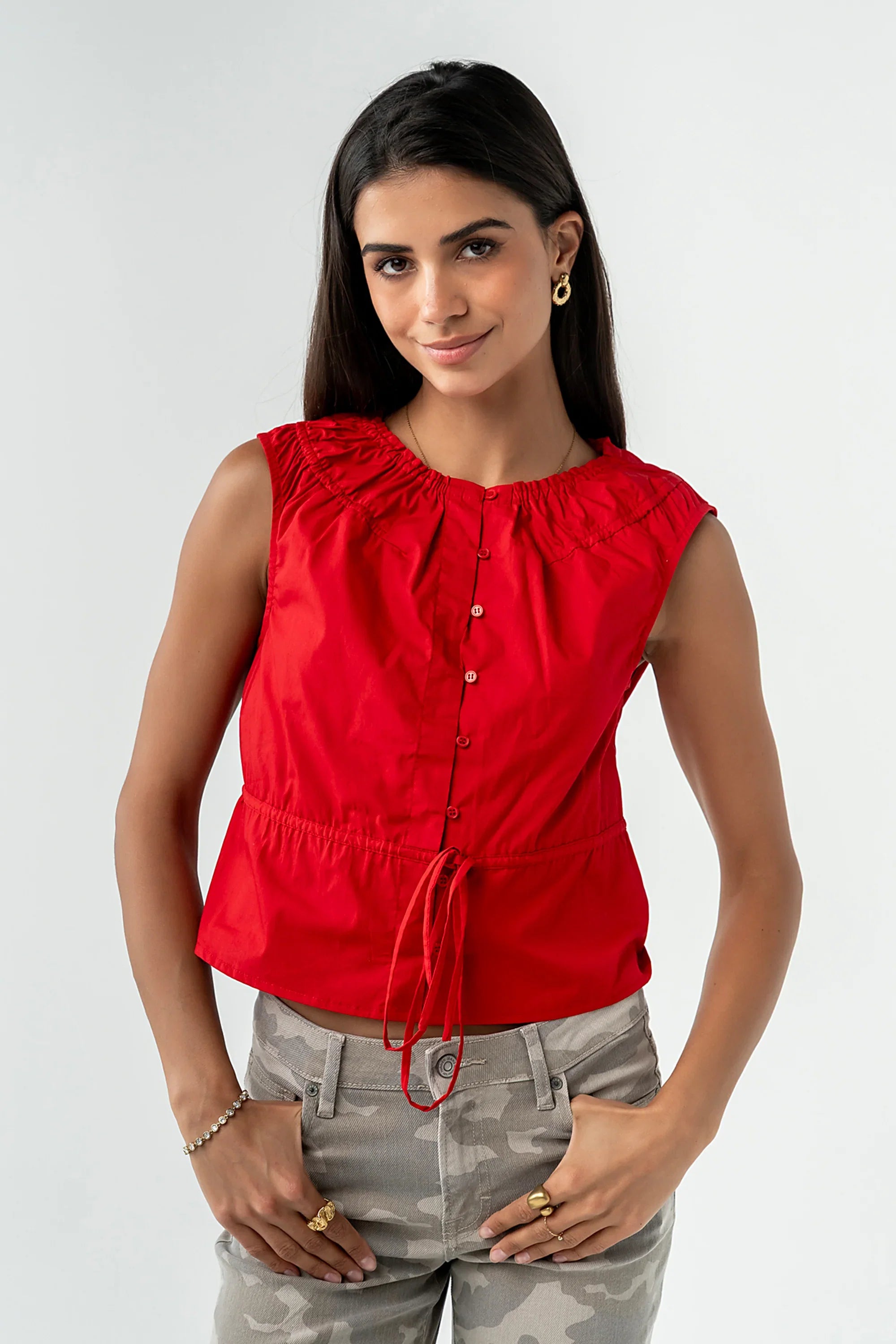 Tamika Ruched Top in Red