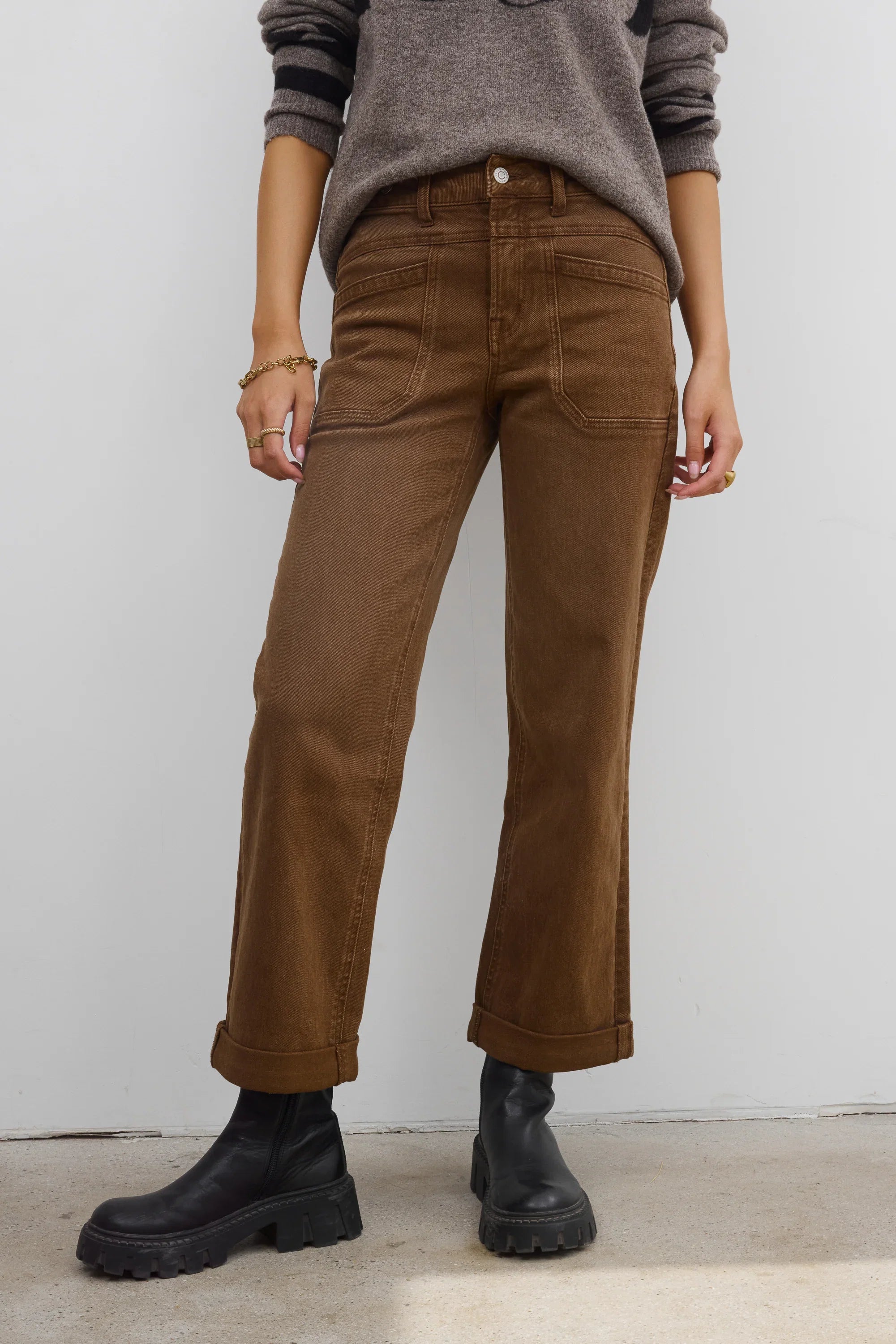 Amber Wide Leg Jeans in Brown FINAL SALE