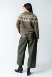 Langston Vegan Leather Barrel Jeans in Olive FINAL SALE