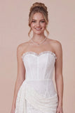 Lace White Bodycon Sweetheart Graduation Dress with Drape